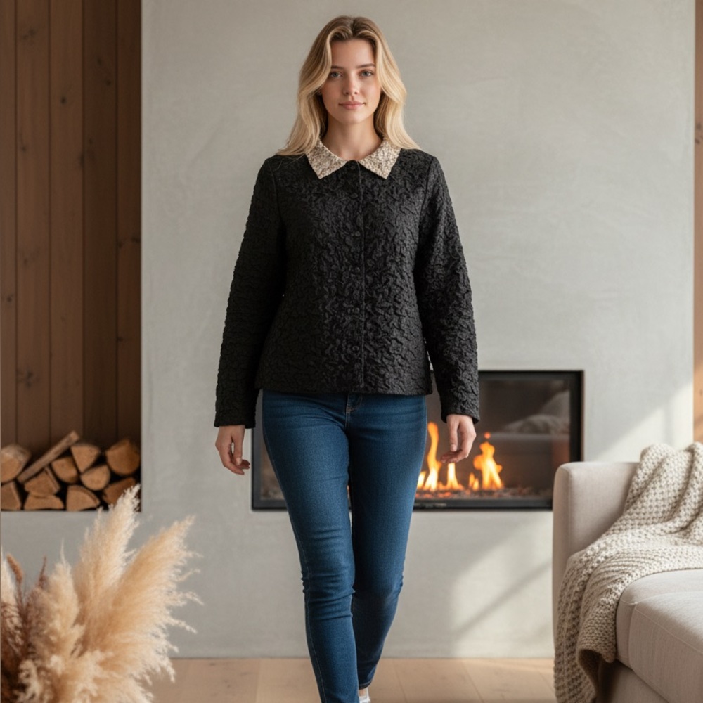 Lounardi Collection Black Textured Button-Up Shirt